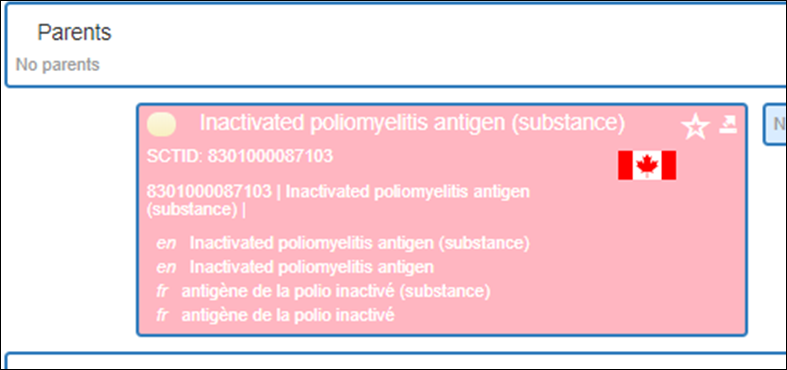 Search for the inactivated Canadian concept Poliomyelitis antigen (substance) will not appear