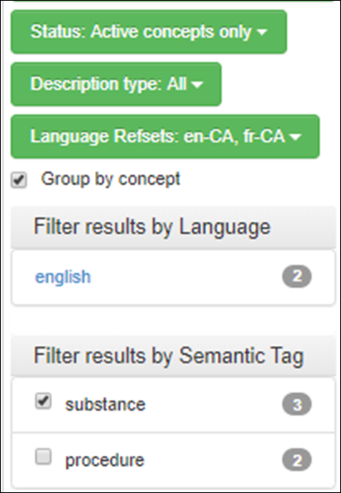 Group by concept filter