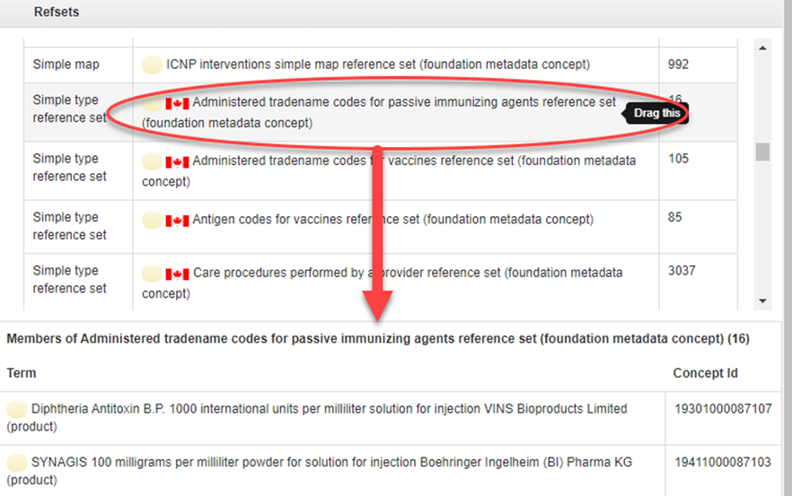 Display refset content (members) below the selection it in the left-hand panel 